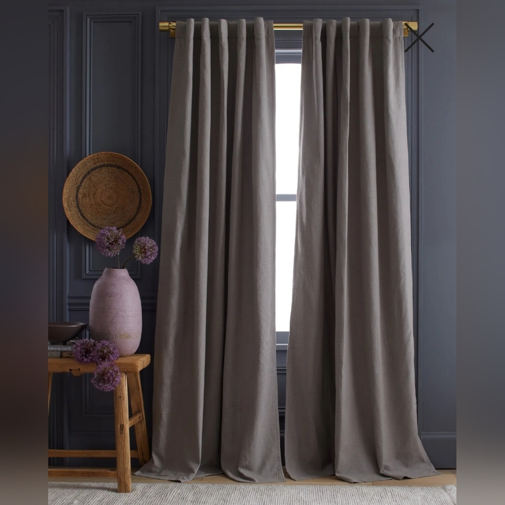 NWOT! Quince Cotton Slub Gray Darkening Curtains Set Of 2 Panels! 48"x 108"(G10)